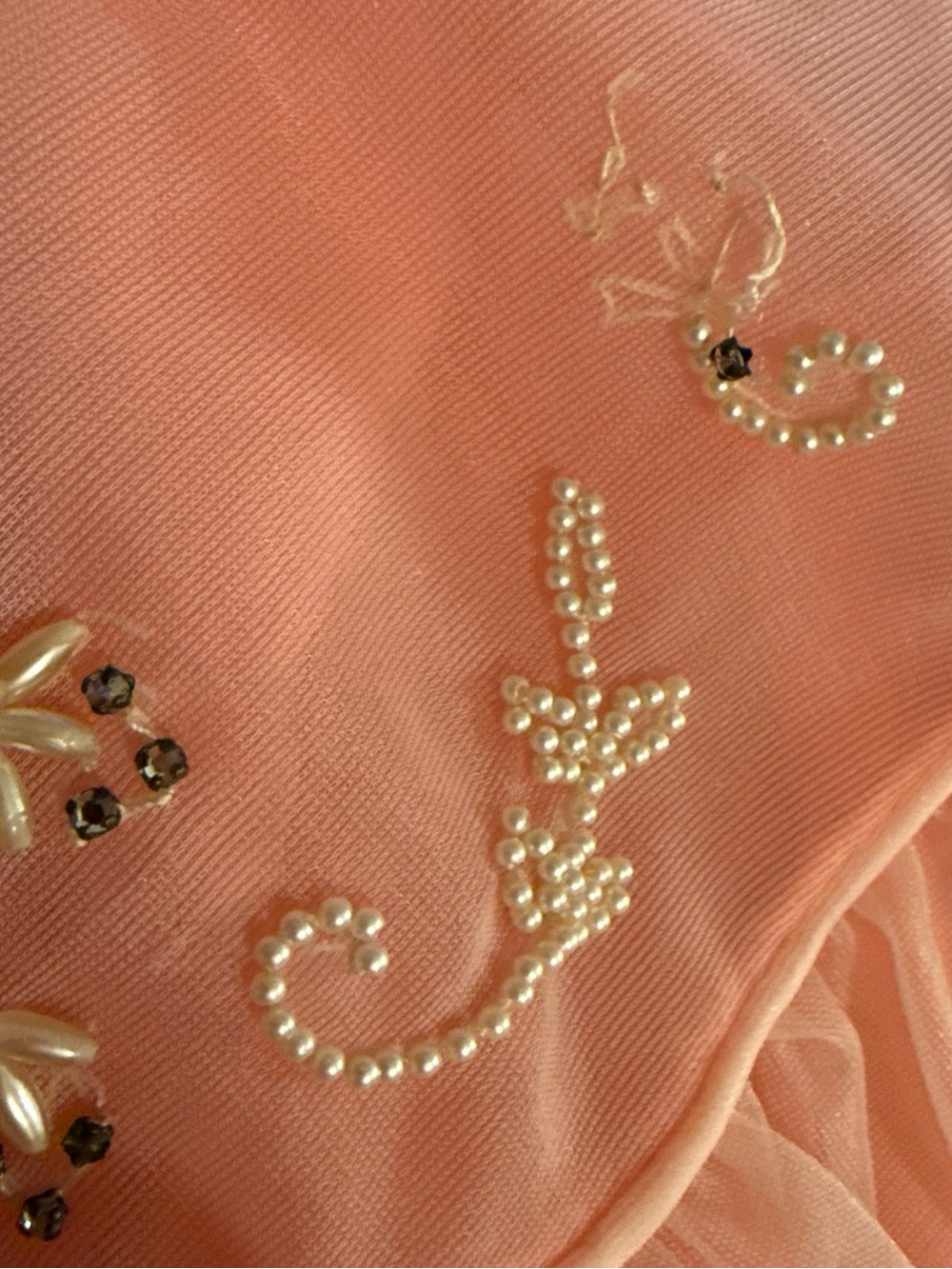 Vintage 60s pink Parfait Robe Babydoll Peignoir Classy Beaded One Size - Picture 8 of 8